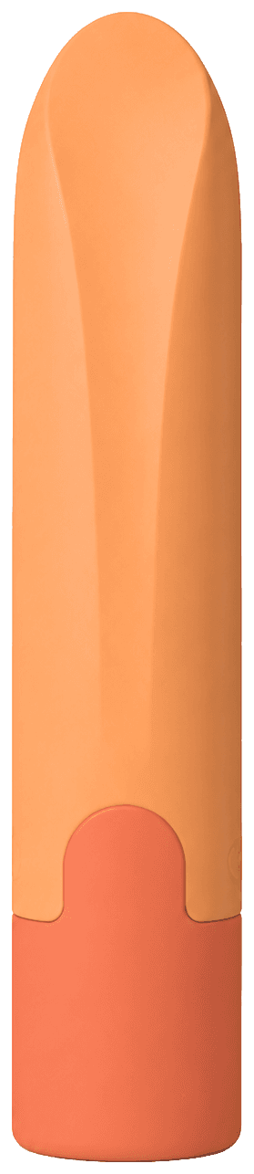 The Bullet Desire in apricot and coral, a slim tapered bullet vibrator